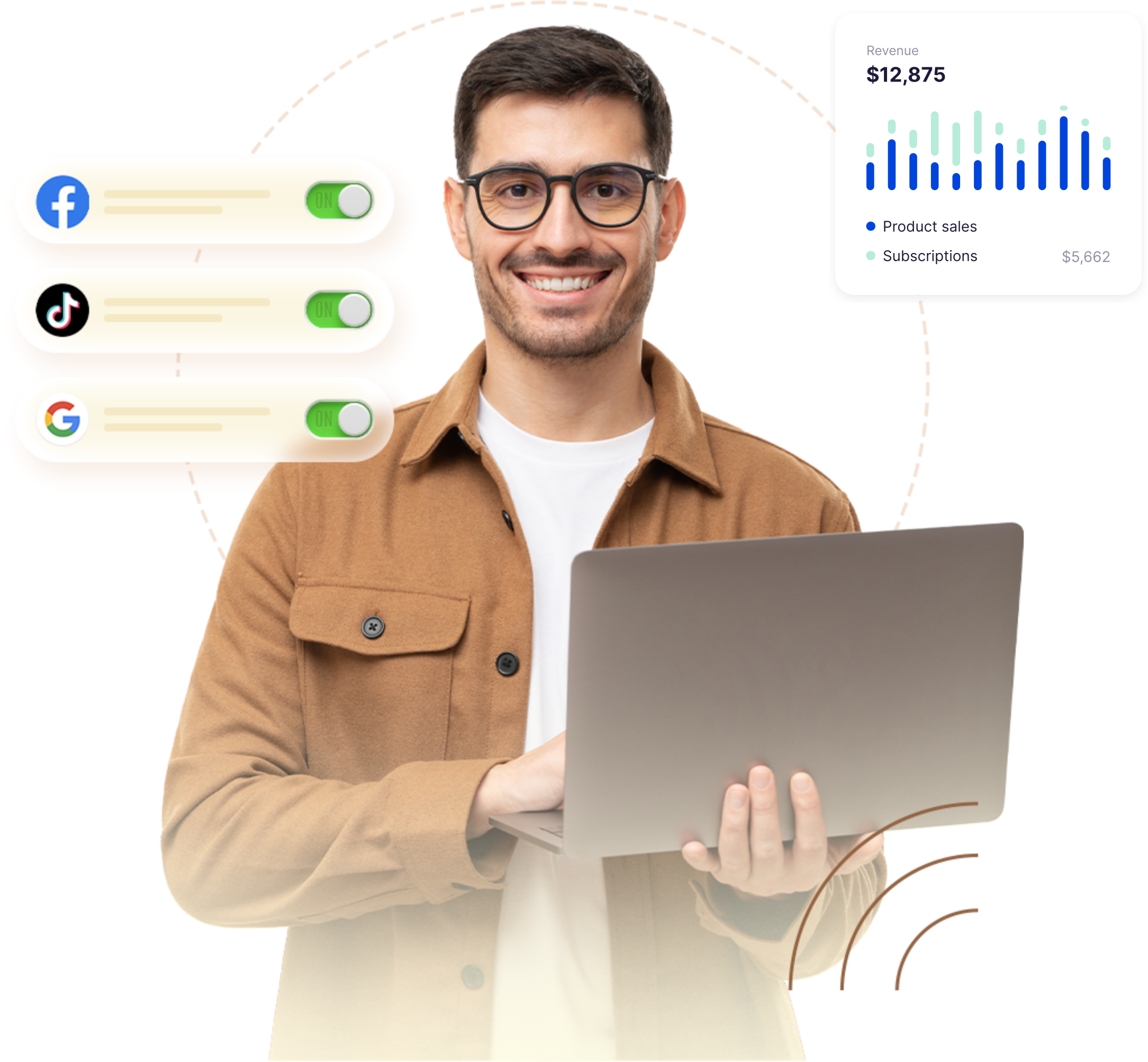 Image of man and graphs